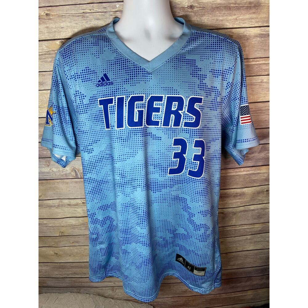 Martin County High School Baseball Shirt Adidas Size 42 Large Blue Camo #33